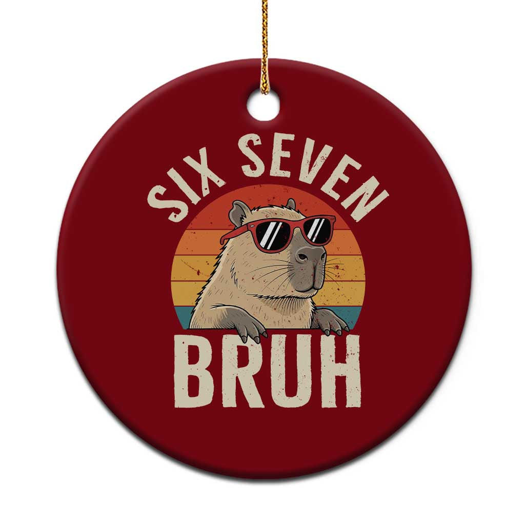 Six Seven Bruh 67 Meme Funny Capybara Ceramic Ornament