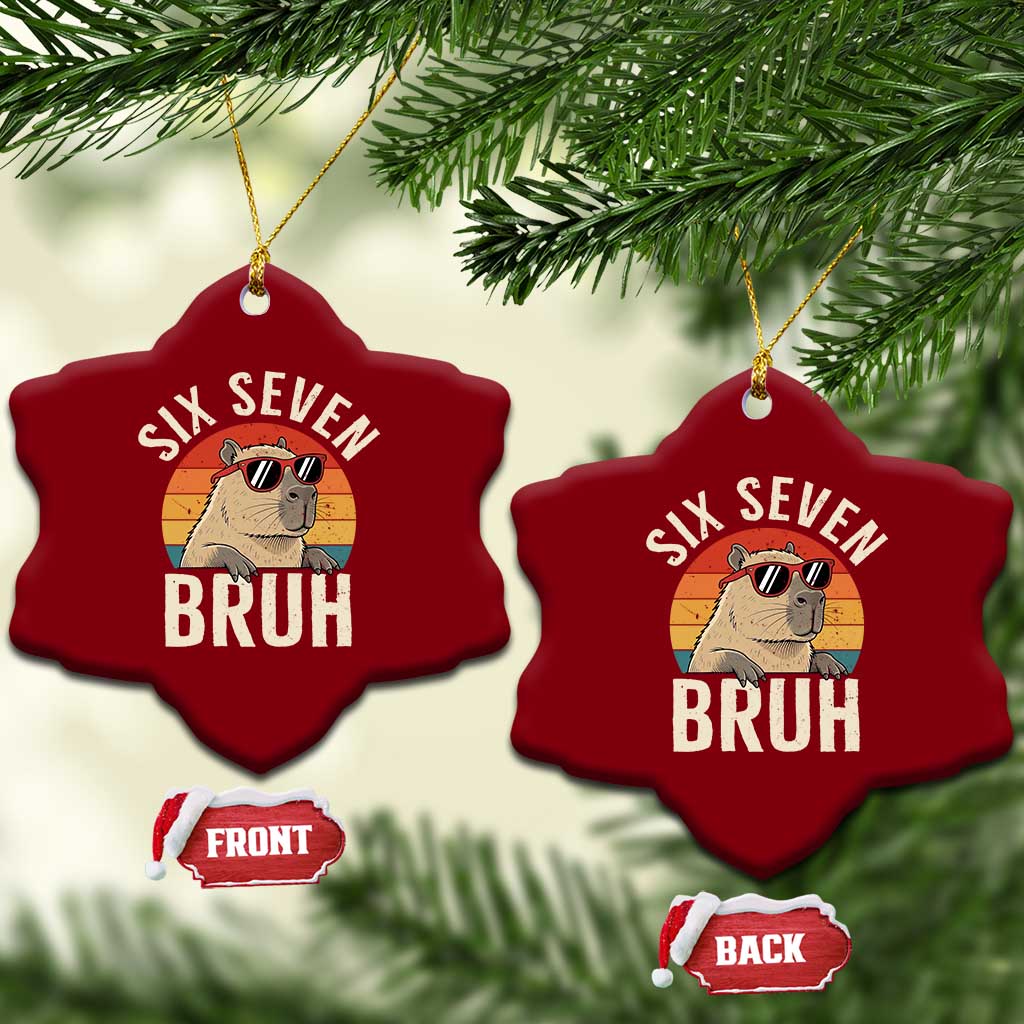 Six Seven Bruh 67 Meme Funny Capybara Ceramic Ornament