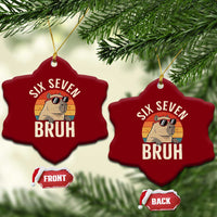 Six Seven Bruh 67 Meme Funny Capybara Ceramic Ornament