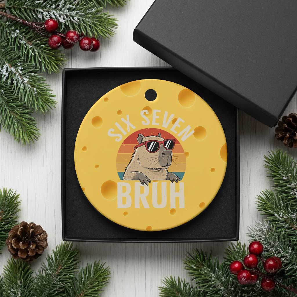 Six Seven Bruh 67 Meme Funny Capybara Ceramic Ornament