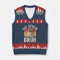 Six Seven Bruh 67 Meme Funny Capybara V-Neck Knit Sweater Vest