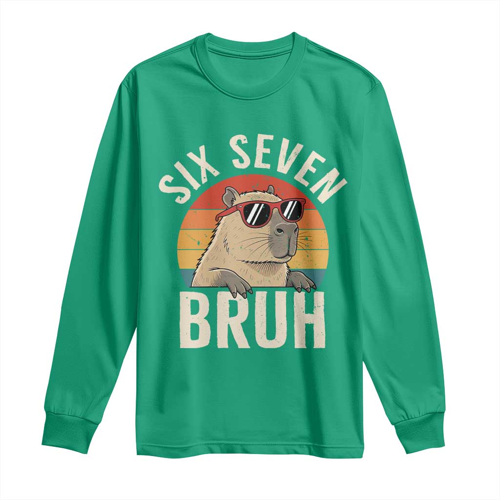 Six Seven Bruh 67 Meme Funny Capybara Long Sleeve Shirt