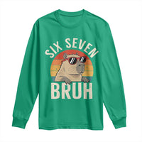 Six Seven Bruh 67 Meme Funny Capybara Long Sleeve Shirt