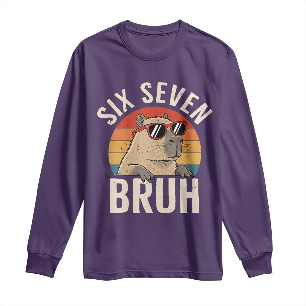 Six Seven Bruh 67 Meme Funny Capybara Long Sleeve Shirt