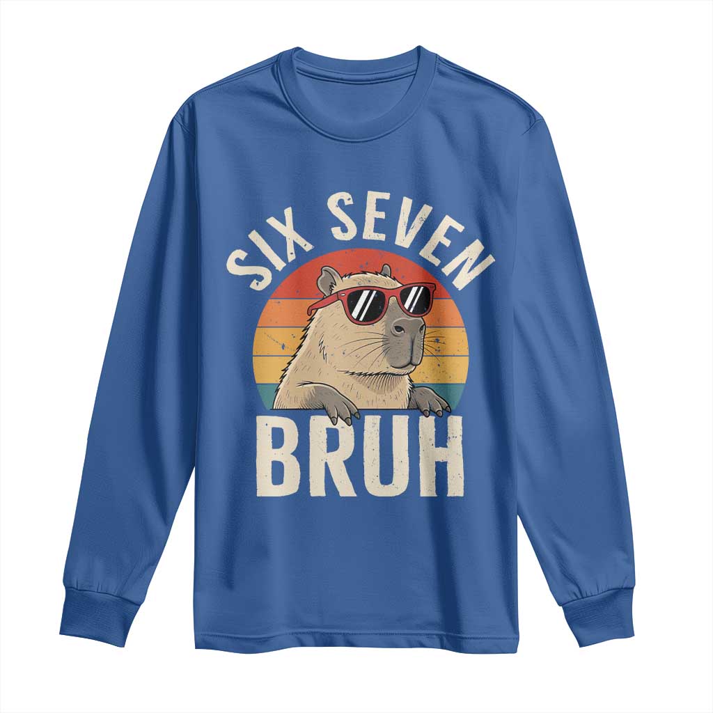Six Seven Bruh 67 Meme Funny Capybara Long Sleeve Shirt