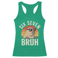Six Seven Bruh 67 Meme Funny Capybara Racerback Tank Top