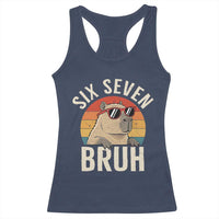 Six Seven Bruh 67 Meme Funny Capybara Racerback Tank Top