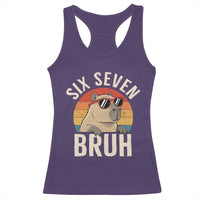 Six Seven Bruh 67 Meme Funny Capybara Racerback Tank Top