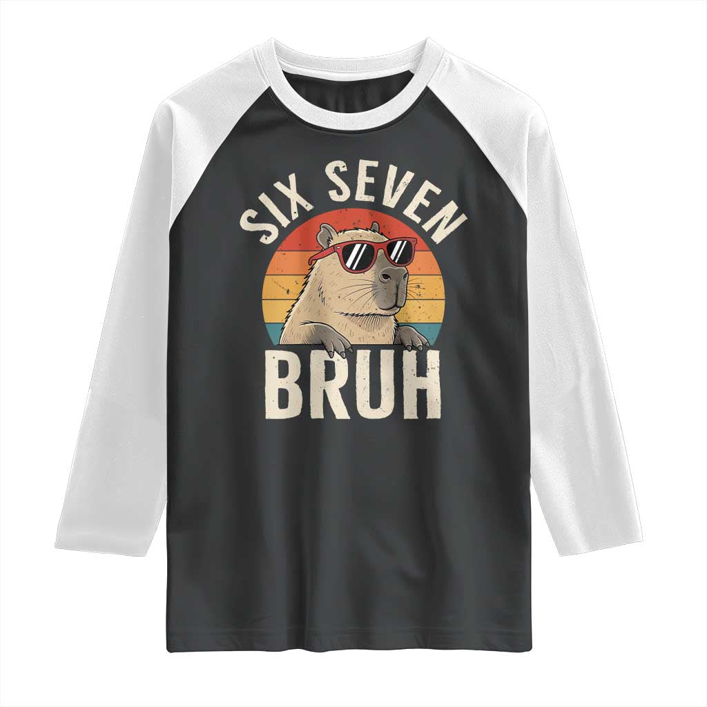 Six Seven Bruh 67 Meme Funny Capybara Raglan Shirt