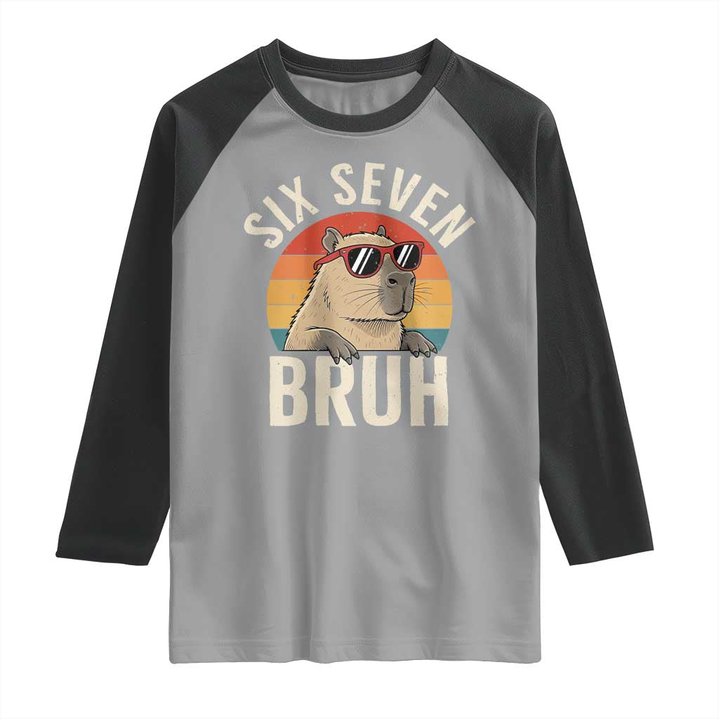 Six Seven Bruh 67 Meme Funny Capybara Raglan Shirt