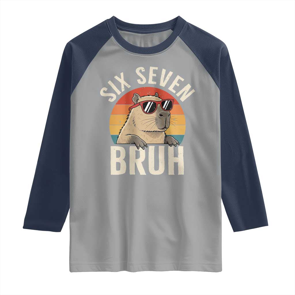 Six Seven Bruh 67 Meme Funny Capybara Raglan Shirt