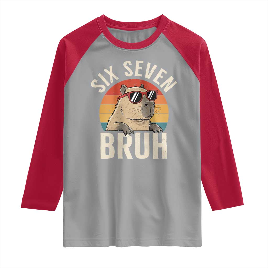 Six Seven Bruh 67 Meme Funny Capybara Raglan Shirt