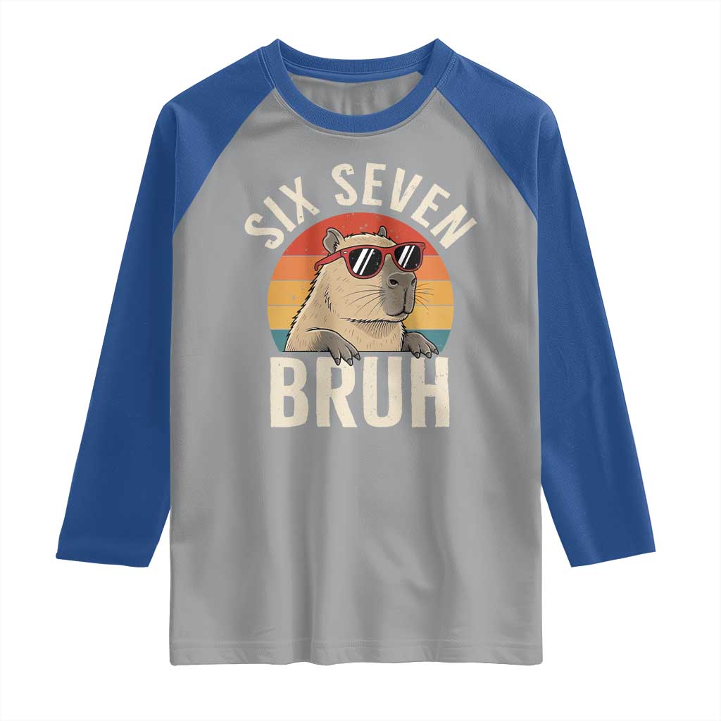 Six Seven Bruh 67 Meme Funny Capybara Raglan Shirt