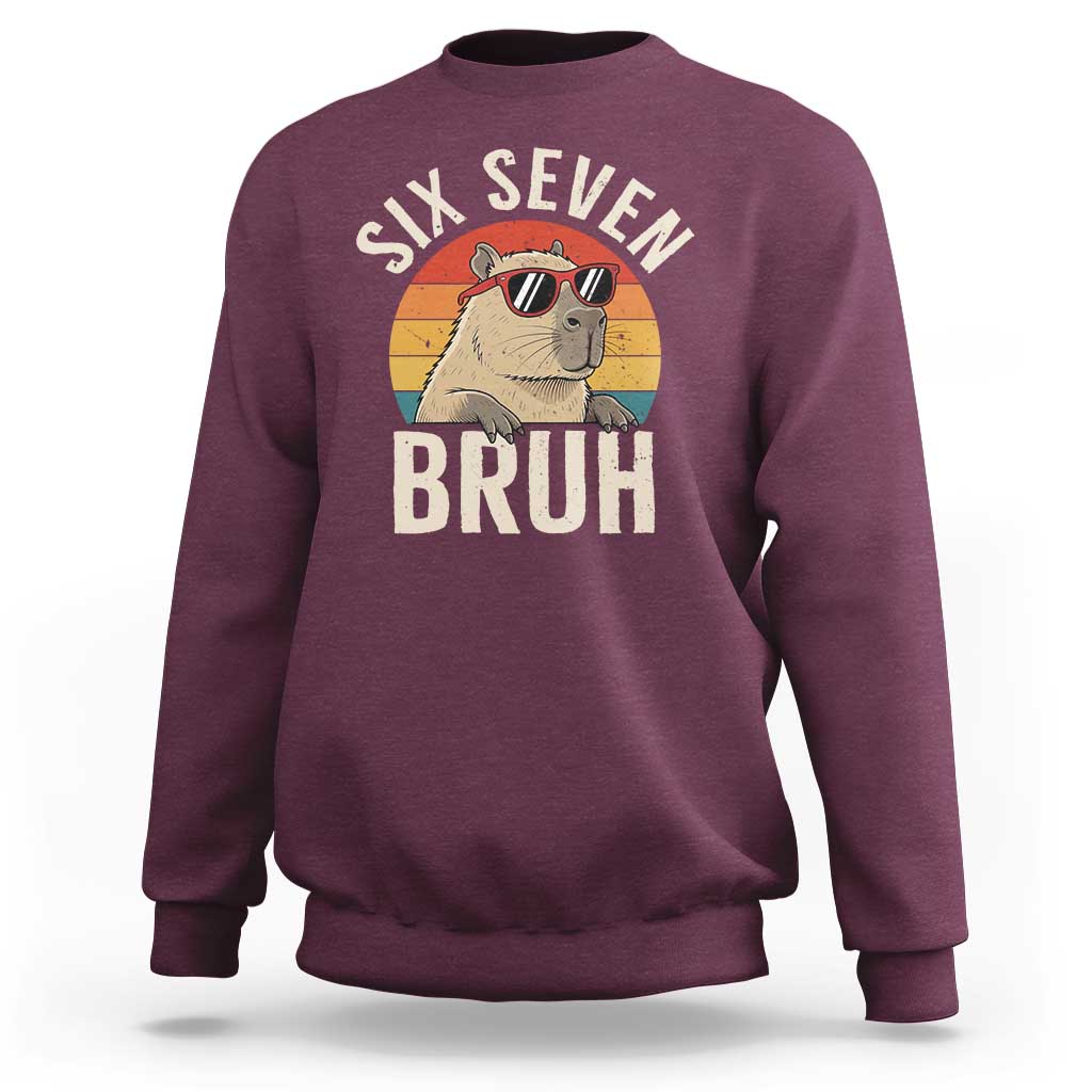 Six Seven Bruh 67 Meme Funny Capybara Sweatshirt
