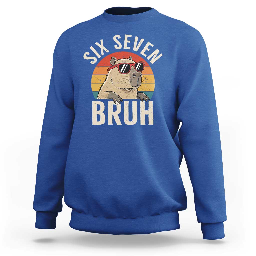 Six Seven Bruh 67 Meme Funny Capybara Sweatshirt