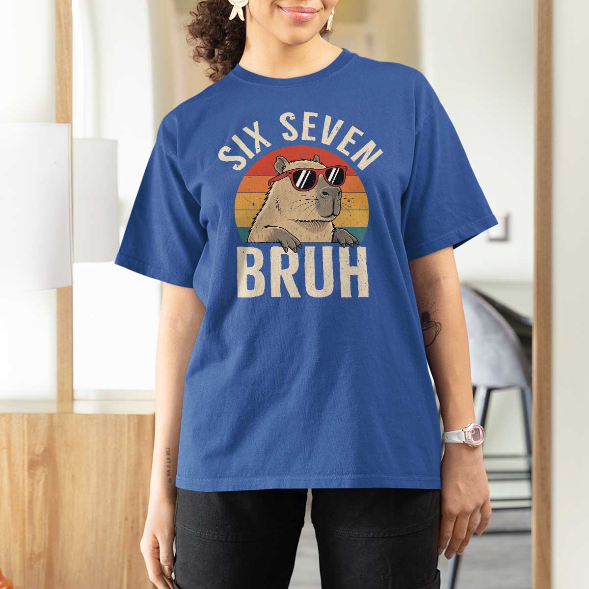 Six Seven Bruh 67 Meme Funny Capybara T Shirt For Women