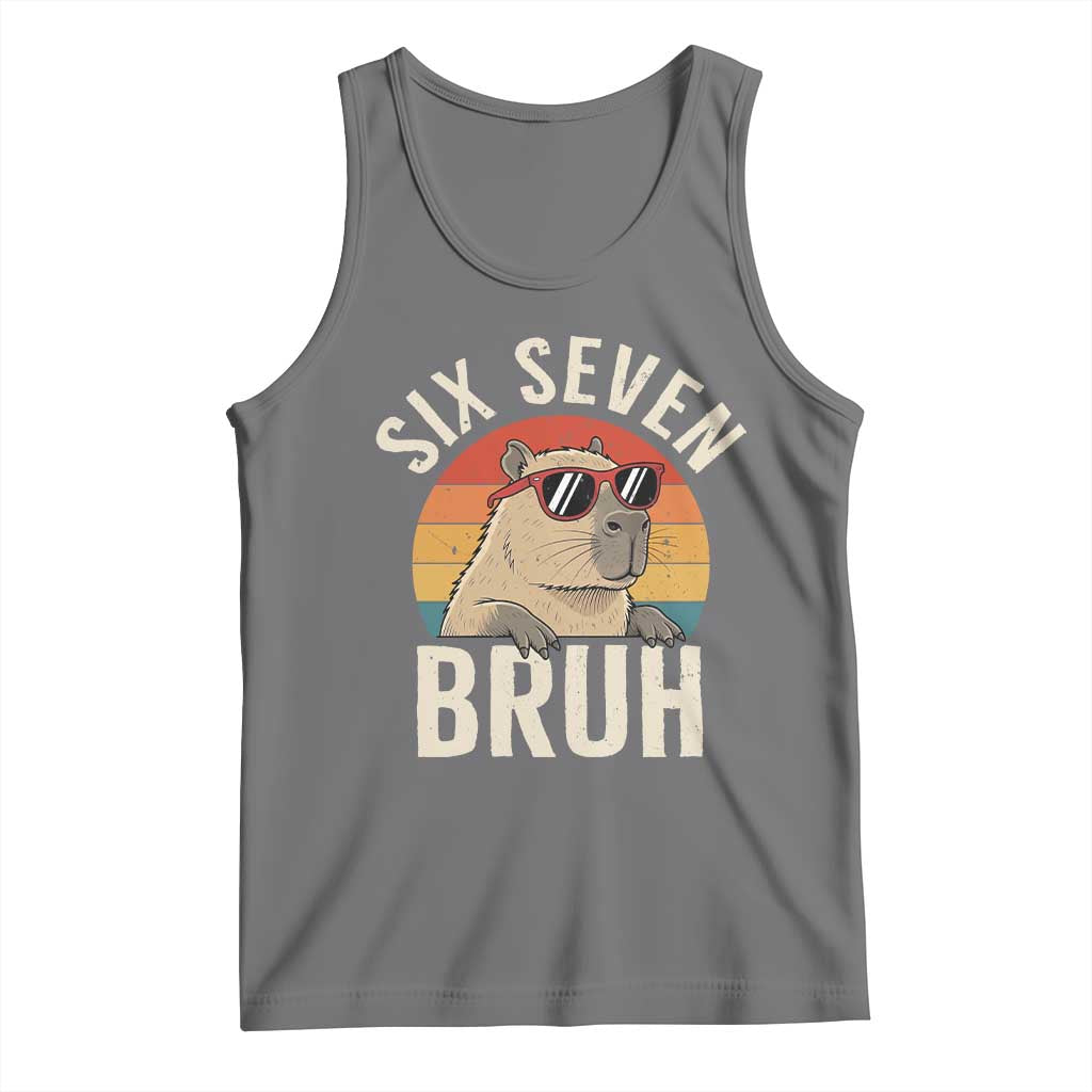 Six Seven Bruh 67 Meme Funny Capybara Tank Top