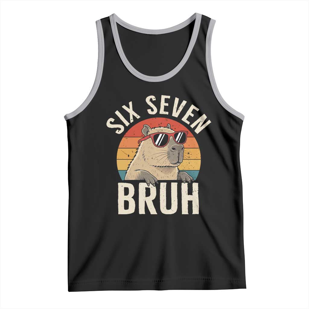 Six Seven Bruh 67 Meme Funny Capybara Tank Top