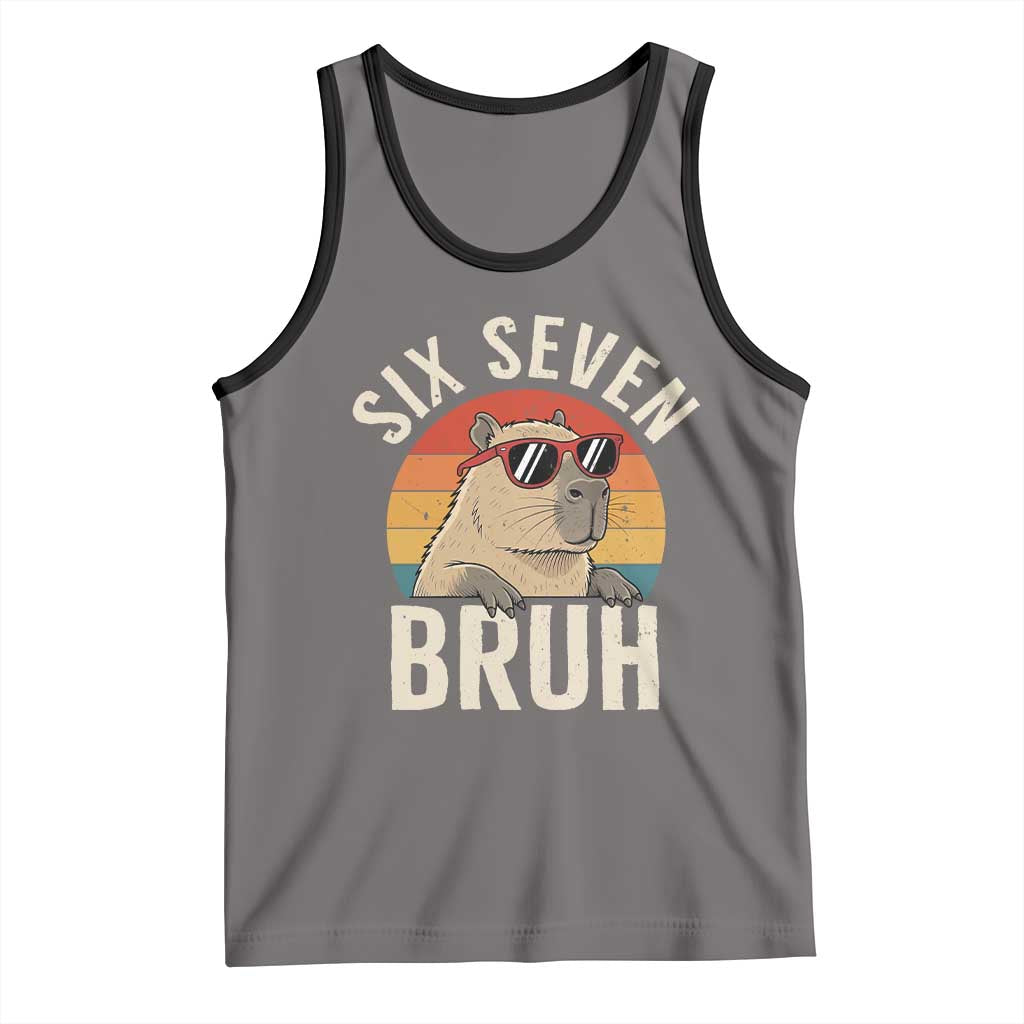 Six Seven Bruh 67 Meme Funny Capybara Tank Top