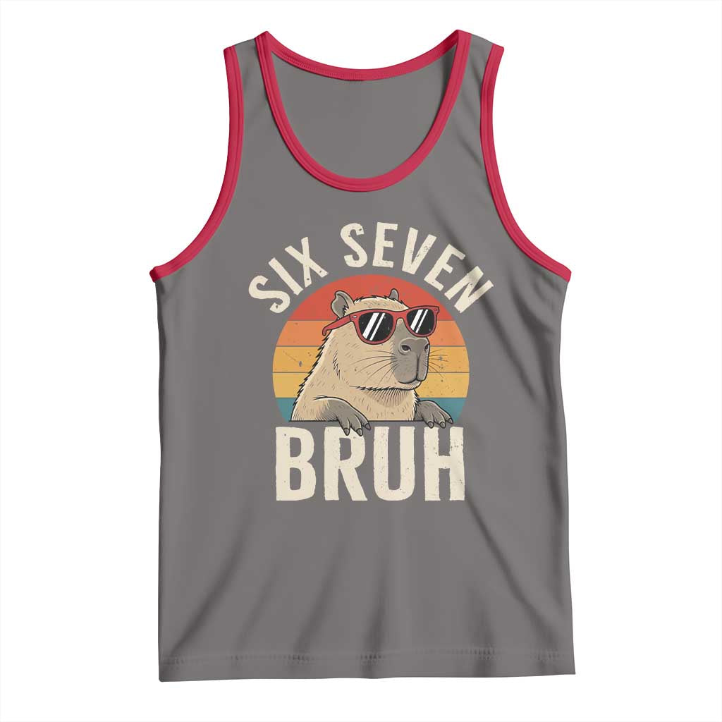 Six Seven Bruh 67 Meme Funny Capybara Tank Top