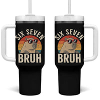 Six Seven Bruh 67 Meme Funny Capybara Tumbler With Handle