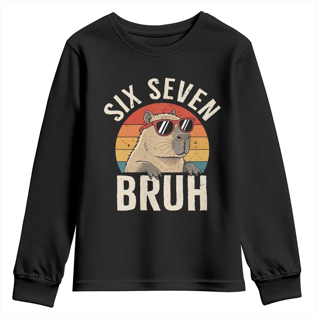 Six Seven Bruh 67 Meme Funny Capybara Youth Sweatshirt