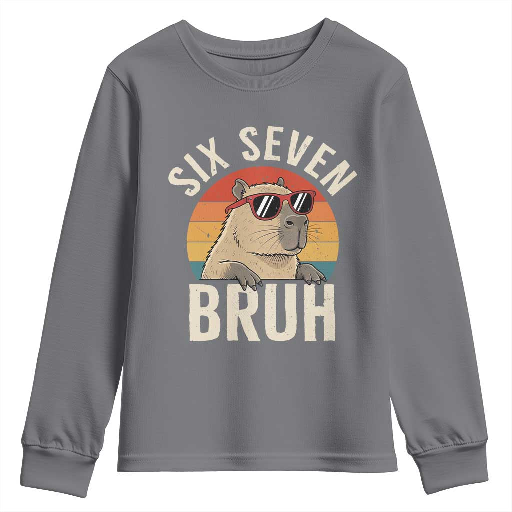 Six Seven Bruh 67 Meme Funny Capybara Youth Sweatshirt