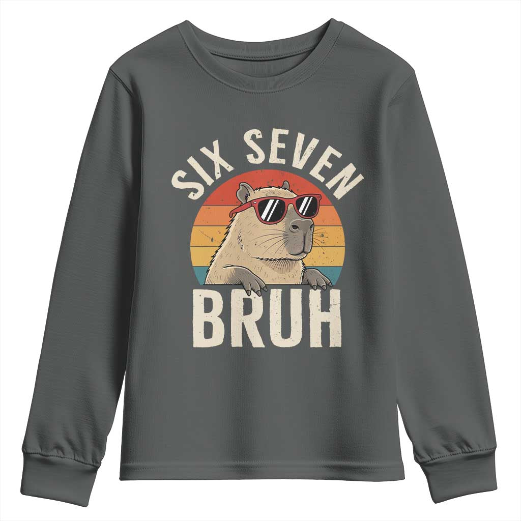 Six Seven Bruh 67 Meme Funny Capybara Youth Sweatshirt