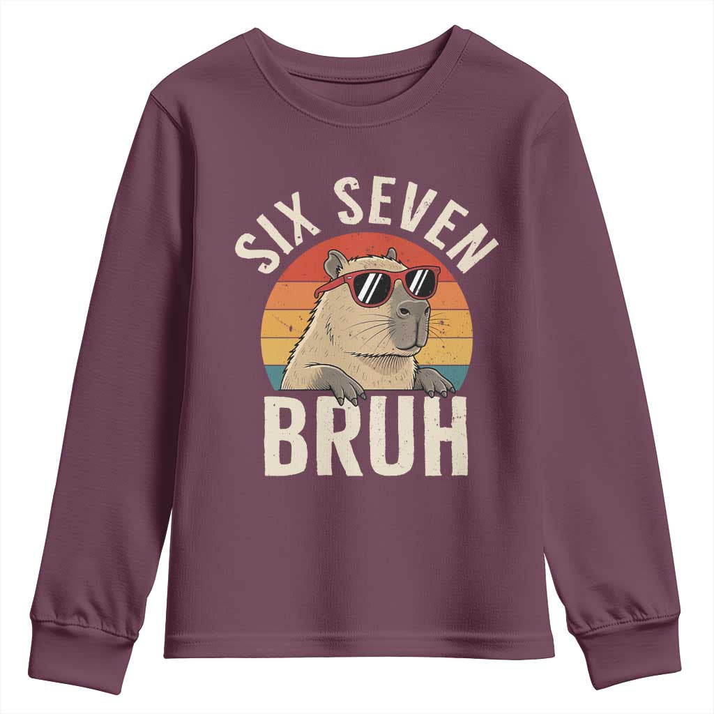 Six Seven Bruh 67 Meme Funny Capybara Youth Sweatshirt