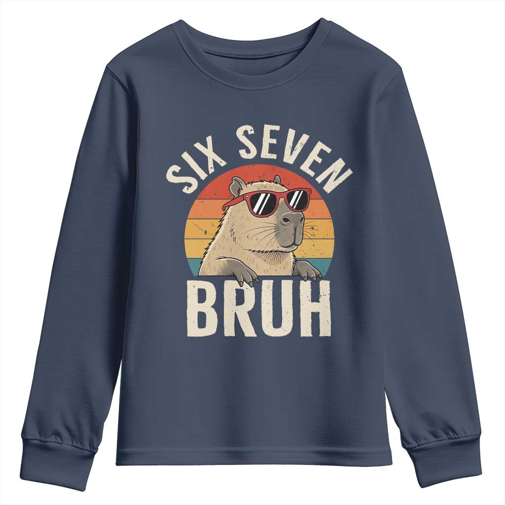 Six Seven Bruh 67 Meme Funny Capybara Youth Sweatshirt