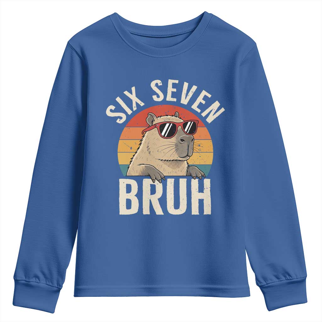 Six Seven Bruh 67 Meme Funny Capybara Youth Sweatshirt