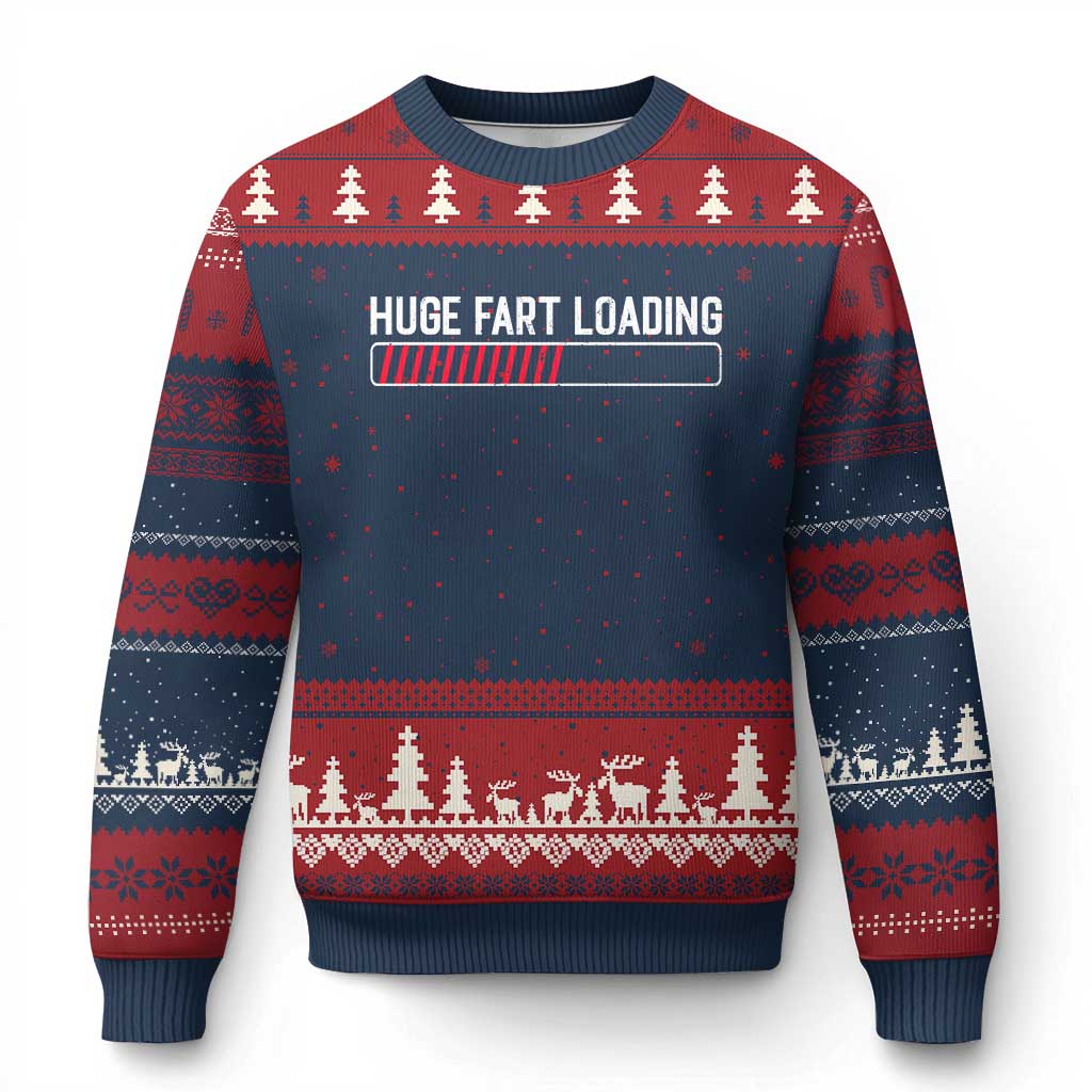 Huge Fart Loading Ugly Christmas Sweater Sarcastic Humor Hilarious Funny Saying Gag Gift