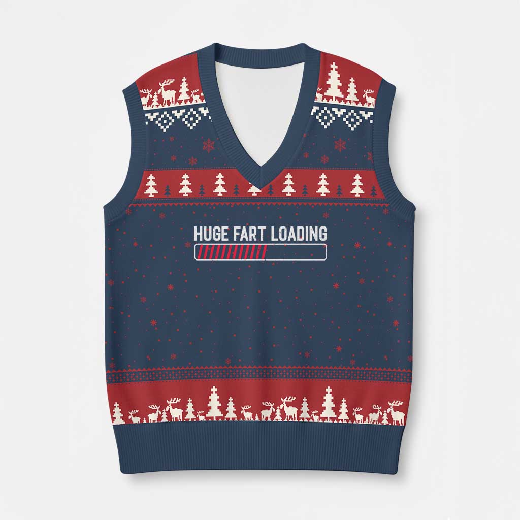 Huge Fart Loading V-Neck Knit Sweater Vest Sarcastic Humor Hilarious Funny Saying Gag Gift