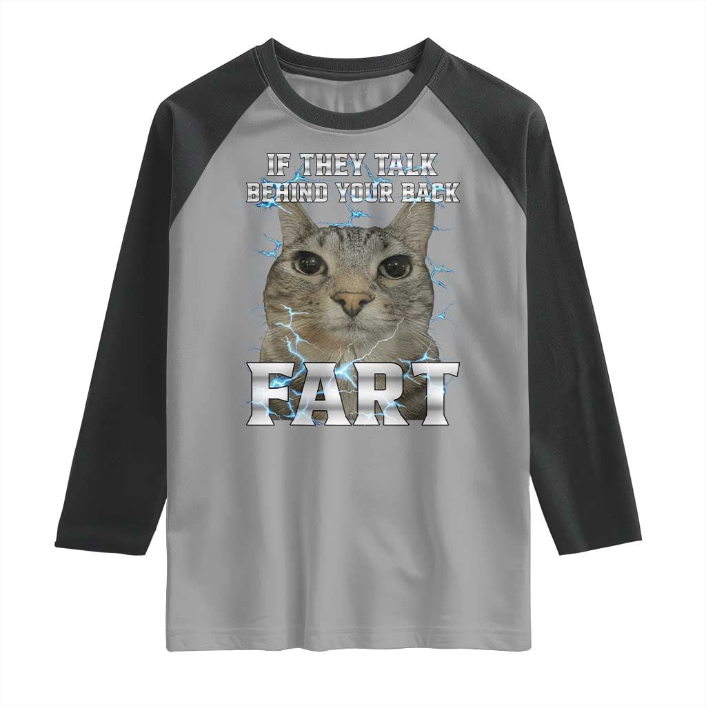 Cat Meme If They Talk Behind Your Back Fart Raglan Shirt Funny Oddly Specific