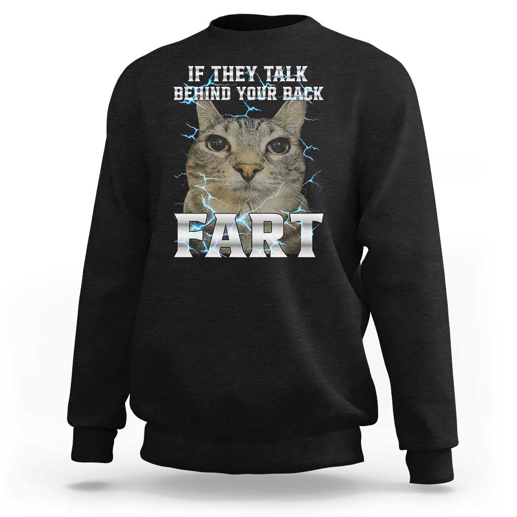 Cat Meme If They Talk Behind Your Back Fart Sweatshirt Funny Oddly Specific