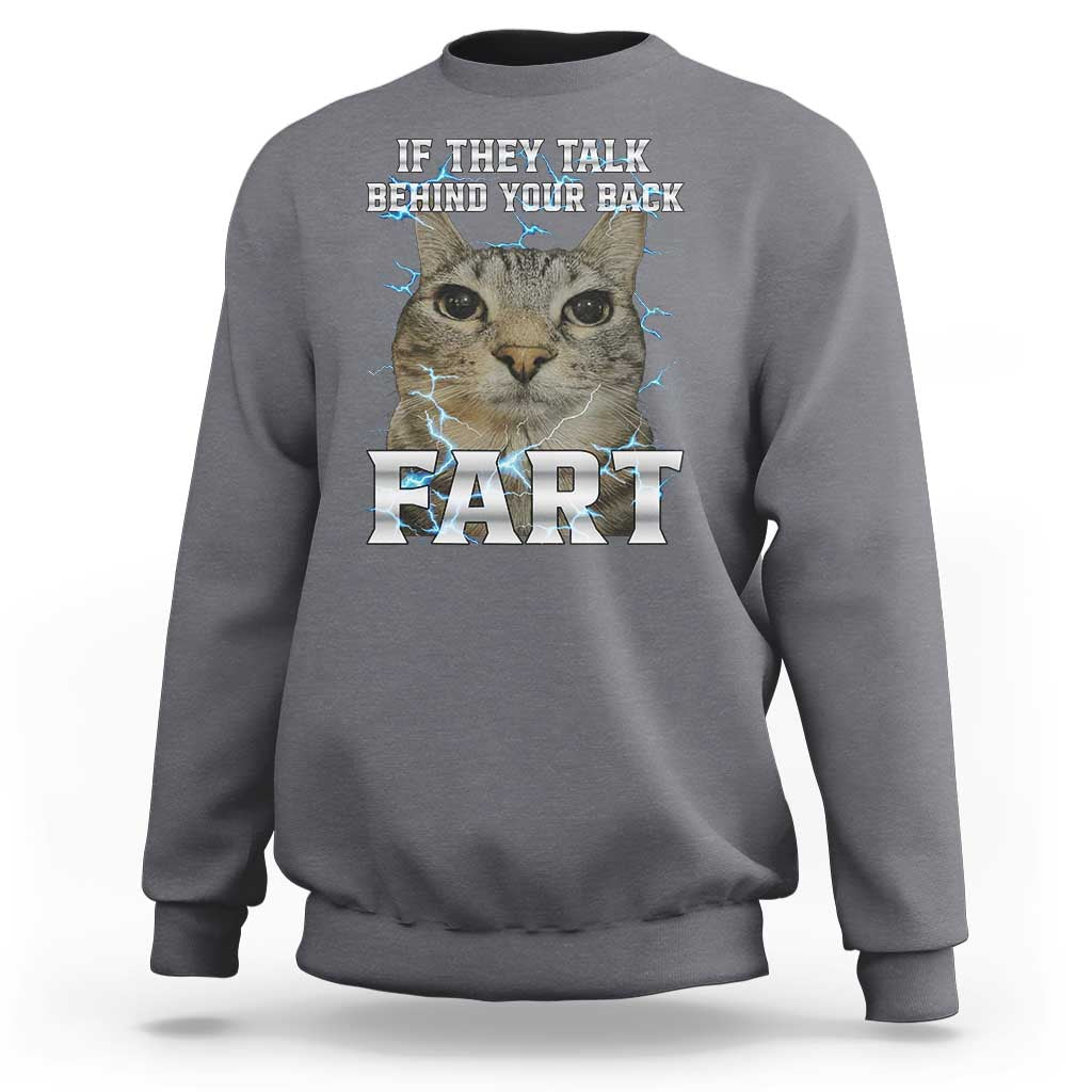 Cat Meme If They Talk Behind Your Back Fart Sweatshirt Funny Oddly Specific