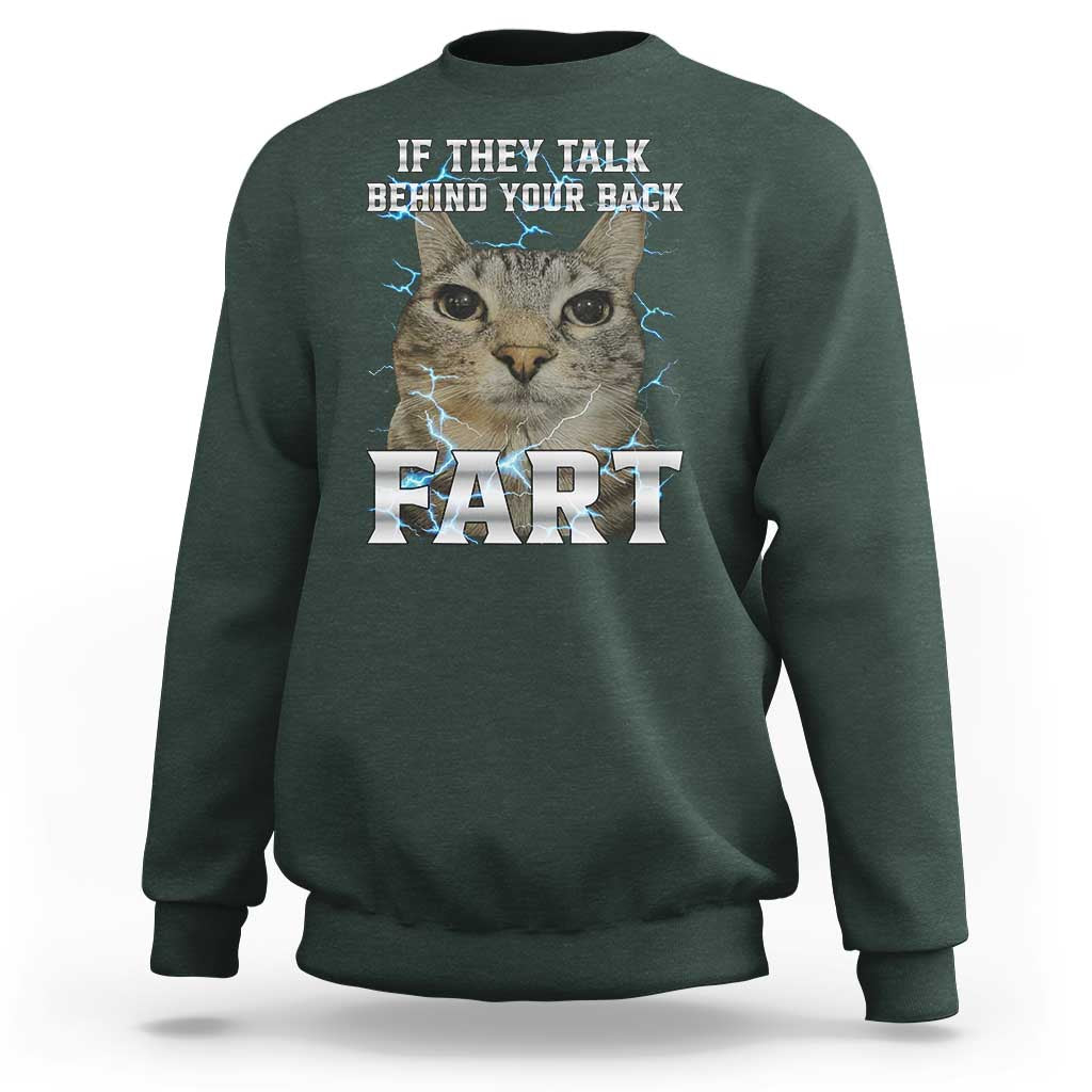 Cat Meme If They Talk Behind Your Back Fart Sweatshirt Funny Oddly Specific