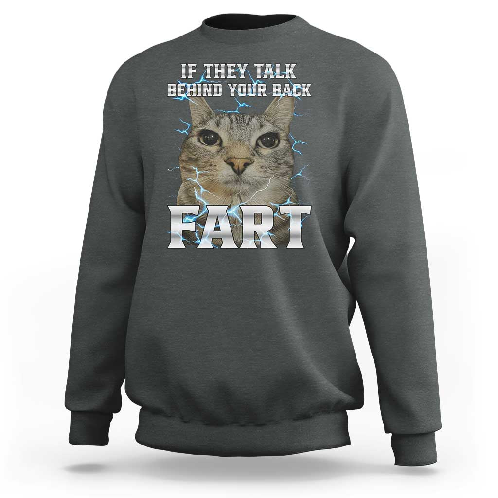 Cat Meme If They Talk Behind Your Back Fart Sweatshirt Funny Oddly Specific