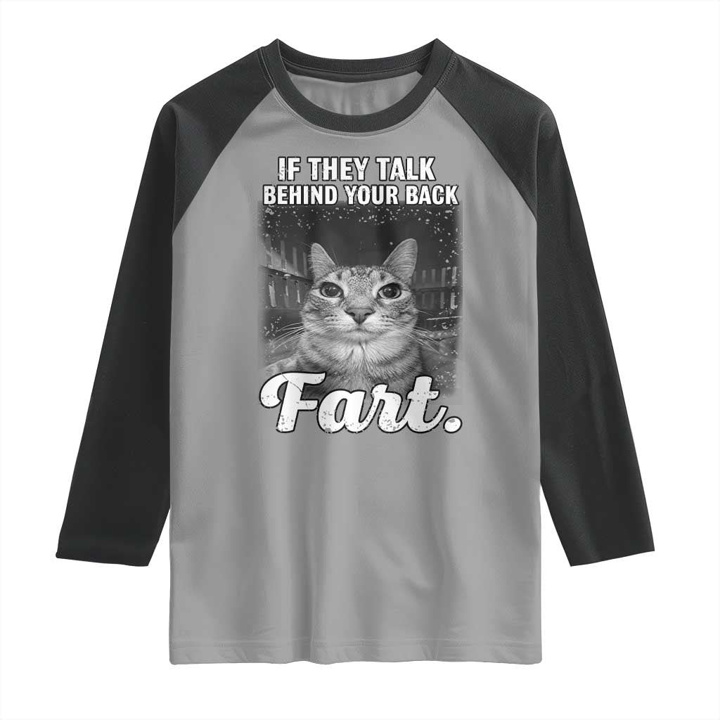 If They Talk Behind Your Back Fart Raglan Shirt Cat Meme Funny Oddly Specific
