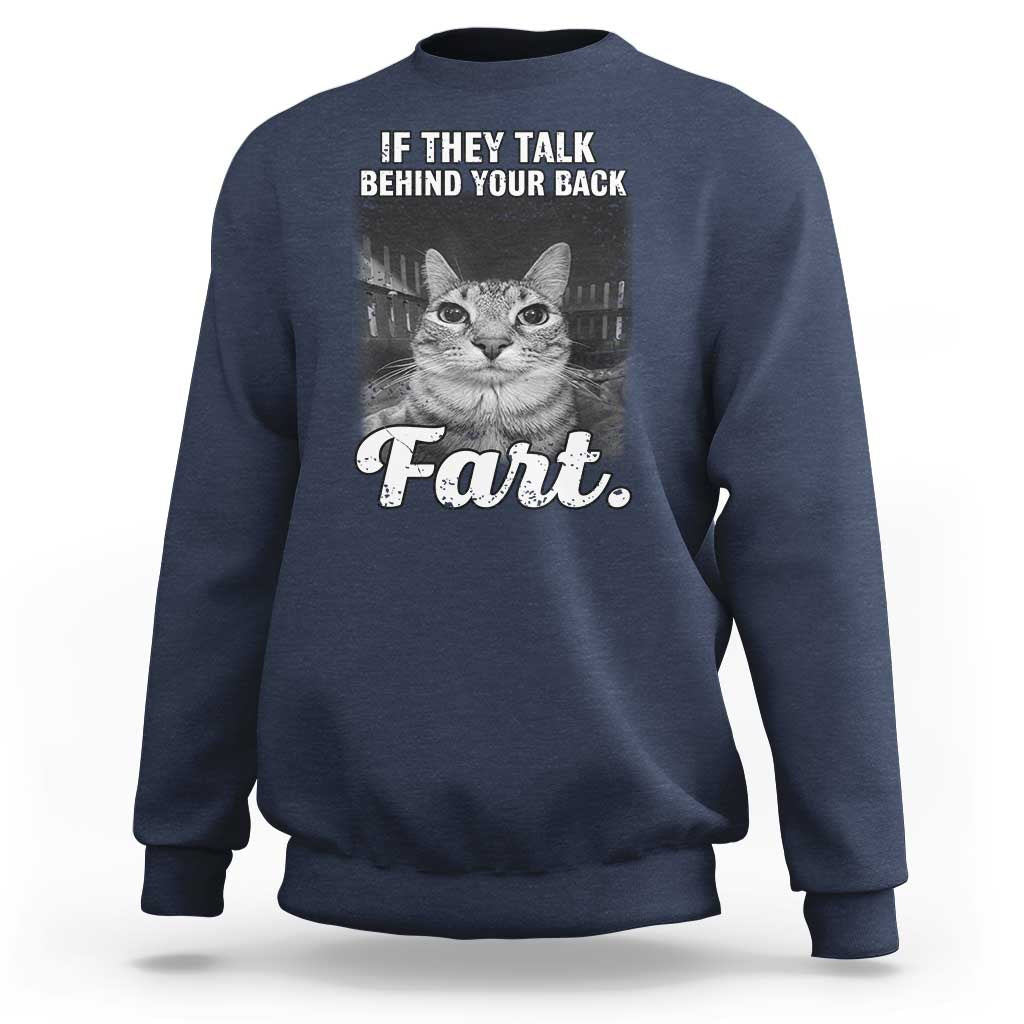 If They Talk Behind Your Back Fart Sweatshirt Cat Meme Funny Oddly Specific