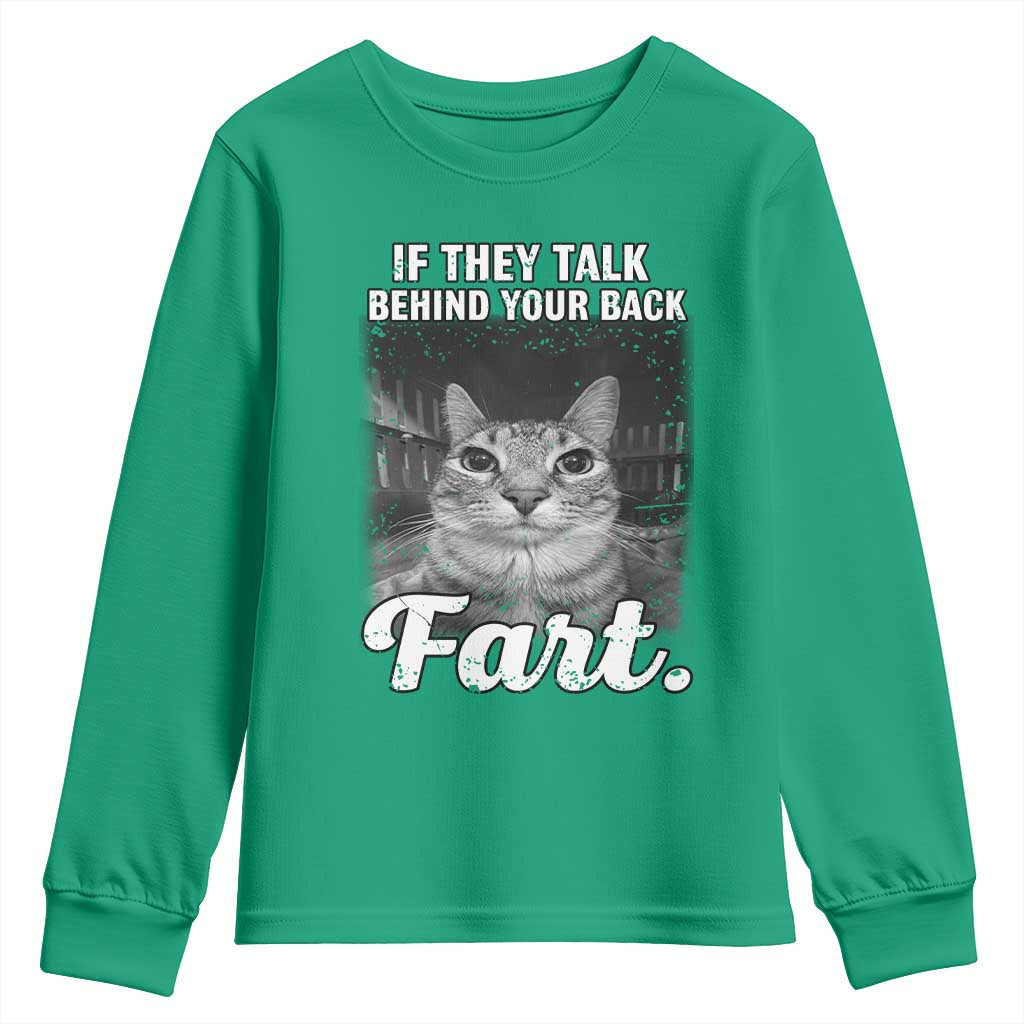 If They Talk Behind Your Back Fart Youth Sweatshirt Cat Meme Funny Oddly Specific