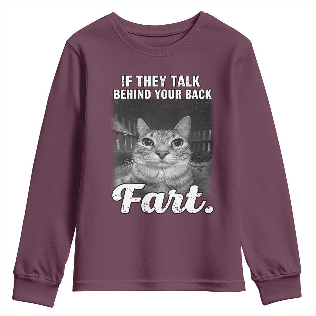 If They Talk Behind Your Back Fart Youth Sweatshirt Cat Meme Funny Oddly Specific