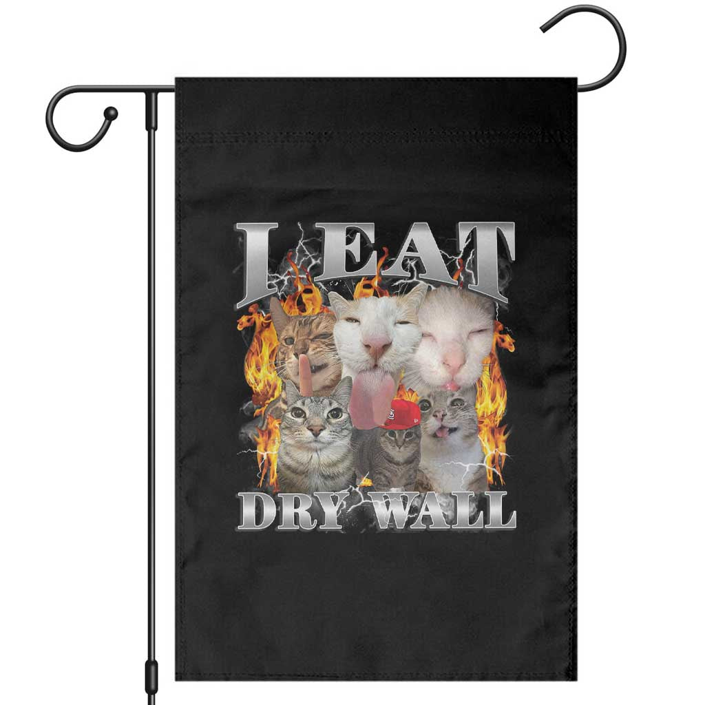 Funny Cat Meme Bootleg Graphic Garden Flag I Eat Drywall Funny Weird Cursed Internet Memes