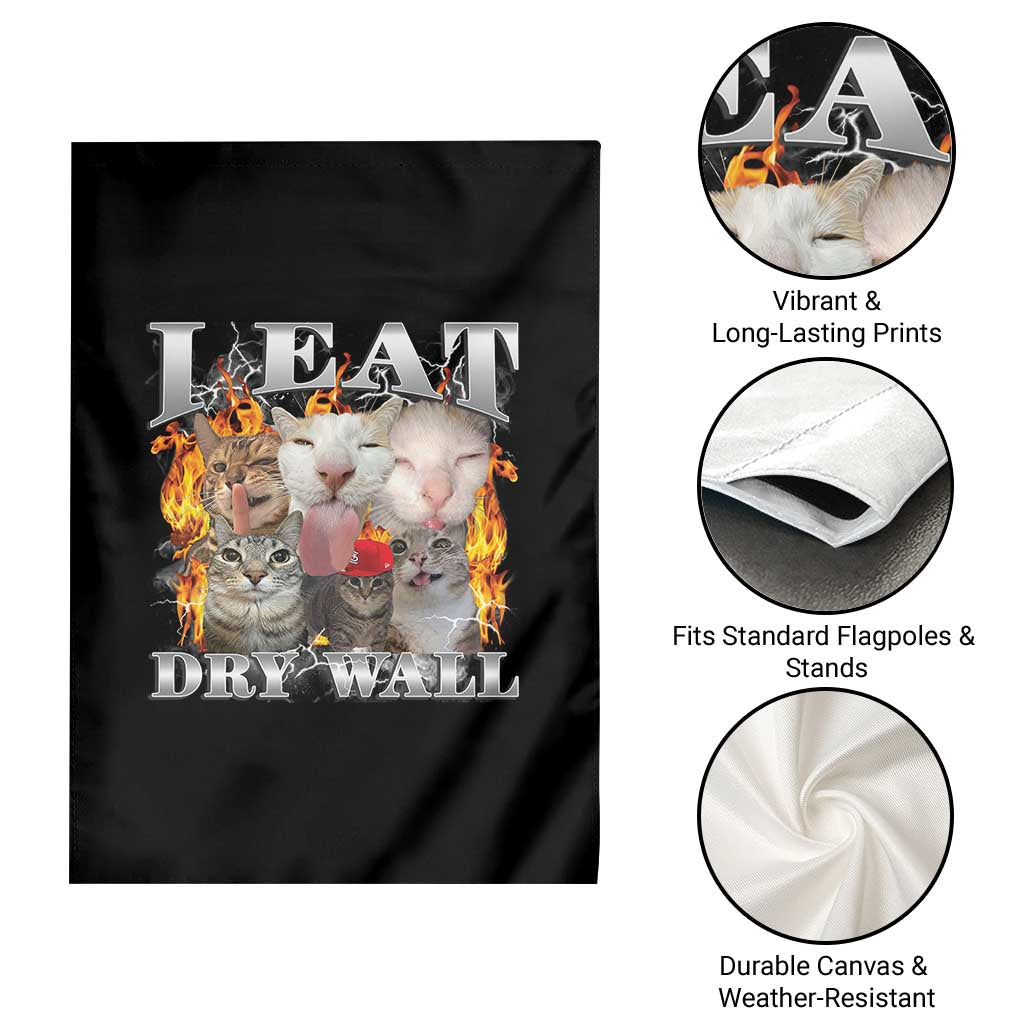 Funny Cat Meme Bootleg Graphic Garden Flag I Eat Drywall Funny Weird Cursed Internet Memes