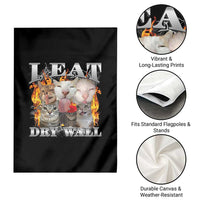 Funny Cat Meme Bootleg Graphic Garden Flag I Eat Drywall Funny Weird Cursed Internet Memes