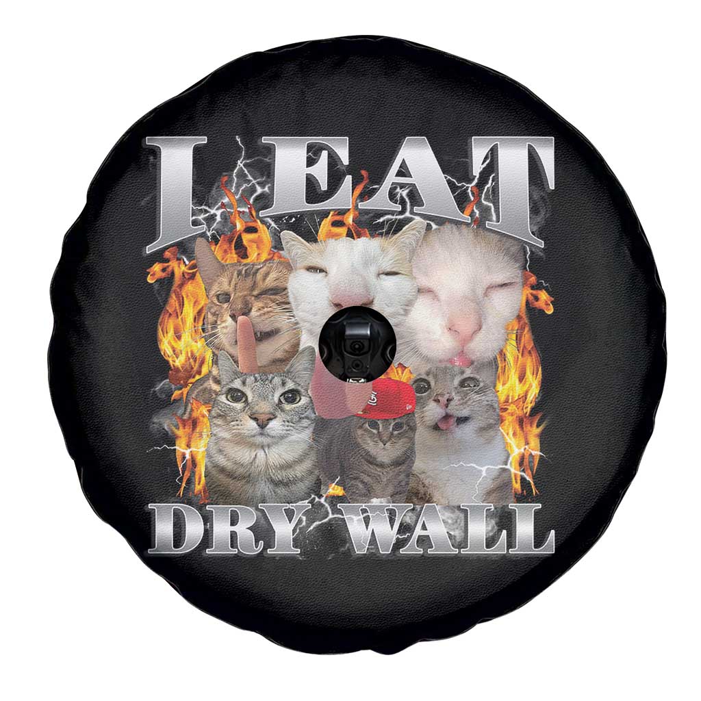 Funny Cat Meme Bootleg Graphic Spare Tire Cover I Eat Drywall Funny Weird Cursed Internet Memes