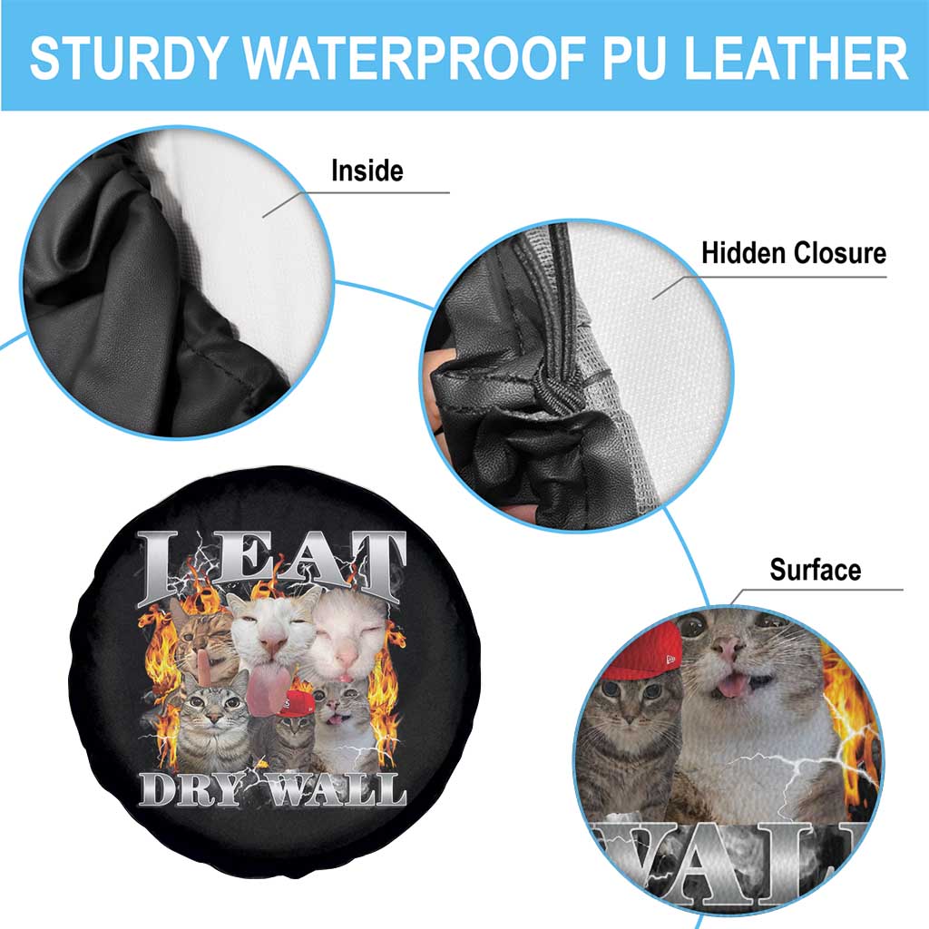 Funny Cat Meme Bootleg Graphic Spare Tire Cover I Eat Drywall Funny Weird Cursed Internet Memes