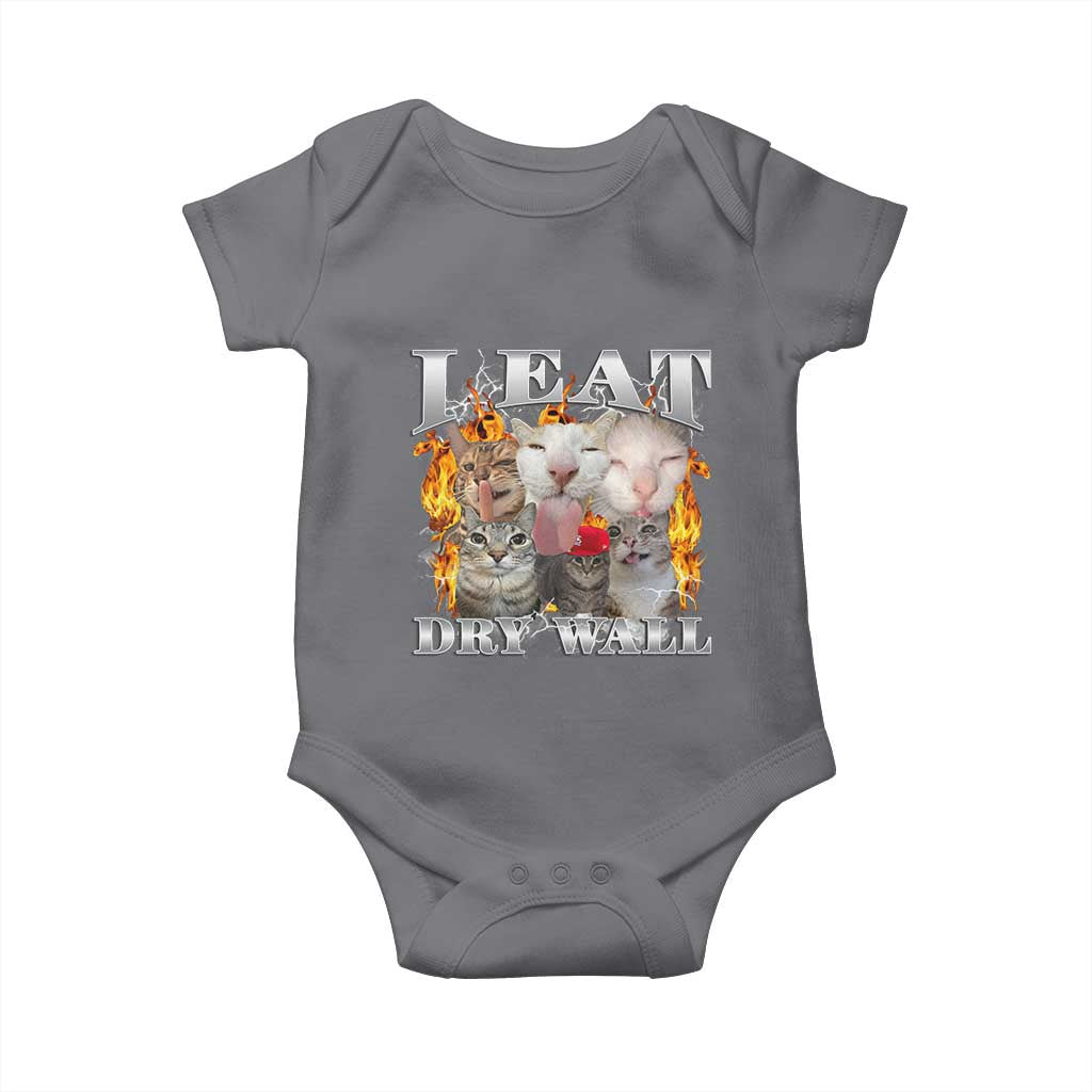 Funny Cat Meme Bootleg Graphic Baby Onesie I Eat Drywall Funny Weird Cursed Internet Memes