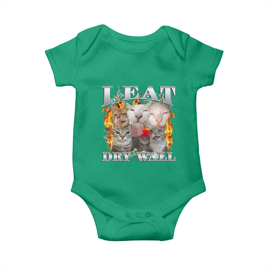 Funny Cat Meme Bootleg Graphic Baby Onesie I Eat Drywall Funny Weird Cursed Internet Memes