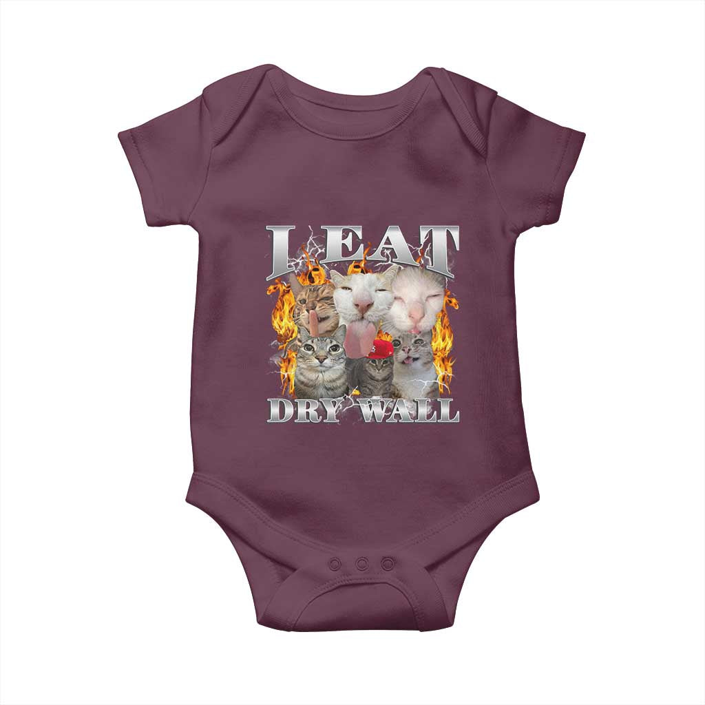 Funny Cat Meme Bootleg Graphic Baby Onesie I Eat Drywall Funny Weird Cursed Internet Memes